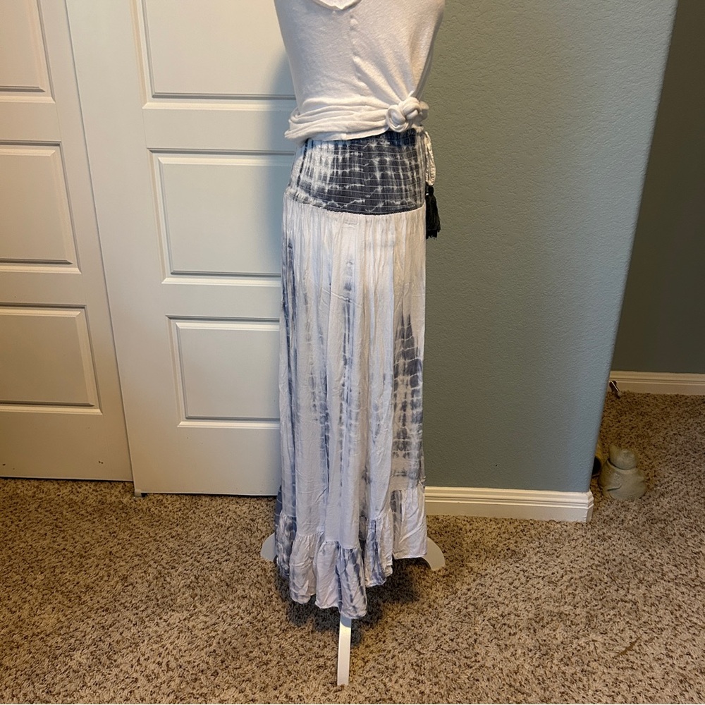 Blue Island Blue and White Tie-Dye Beachy Maxi Skirt - S - Picture 6 of 7
